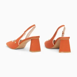 Vanessa Wu Escarpins Slingback Lara Orange A Bout Pointu Outlet