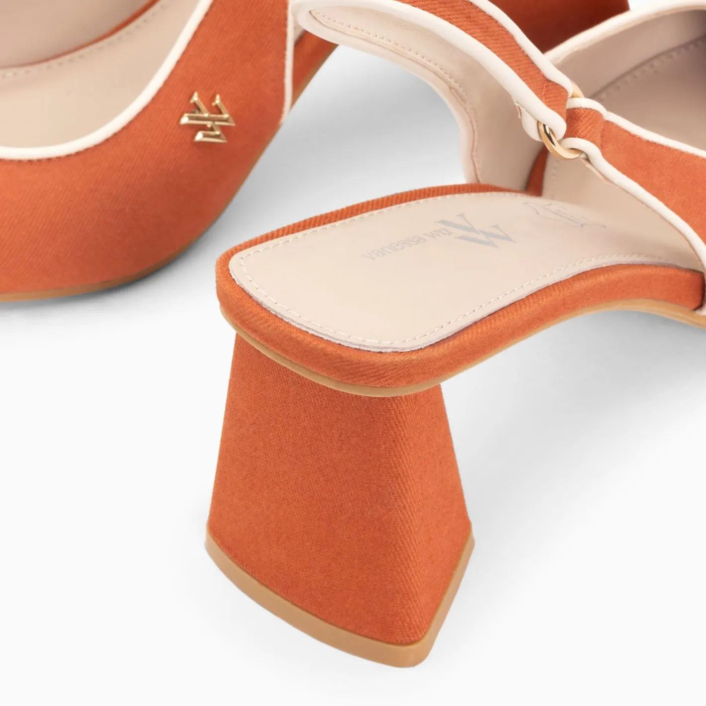 Vanessa Wu Escarpins Slingback Lara Orange A Bout Pointu Outlet