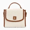 Vanessa Wu Mini Sac A Main Victoria Ivoire Et Camel En Faux Shearling Online