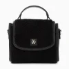 Vanessa Wu Mini Sac A Main Victoria Noir En Faux Shearling Best