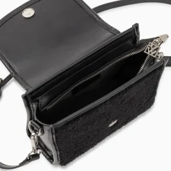 Vanessa Wu Mini Sac A Main Victoria Noir En Faux Shearling Best