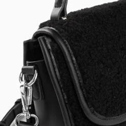 Vanessa Wu Mini Sac A Main Victoria Noir En Faux Shearling Best