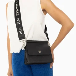 Vanessa Wu Mini Sac Trapeze Aurelie Noir A Bandouliere