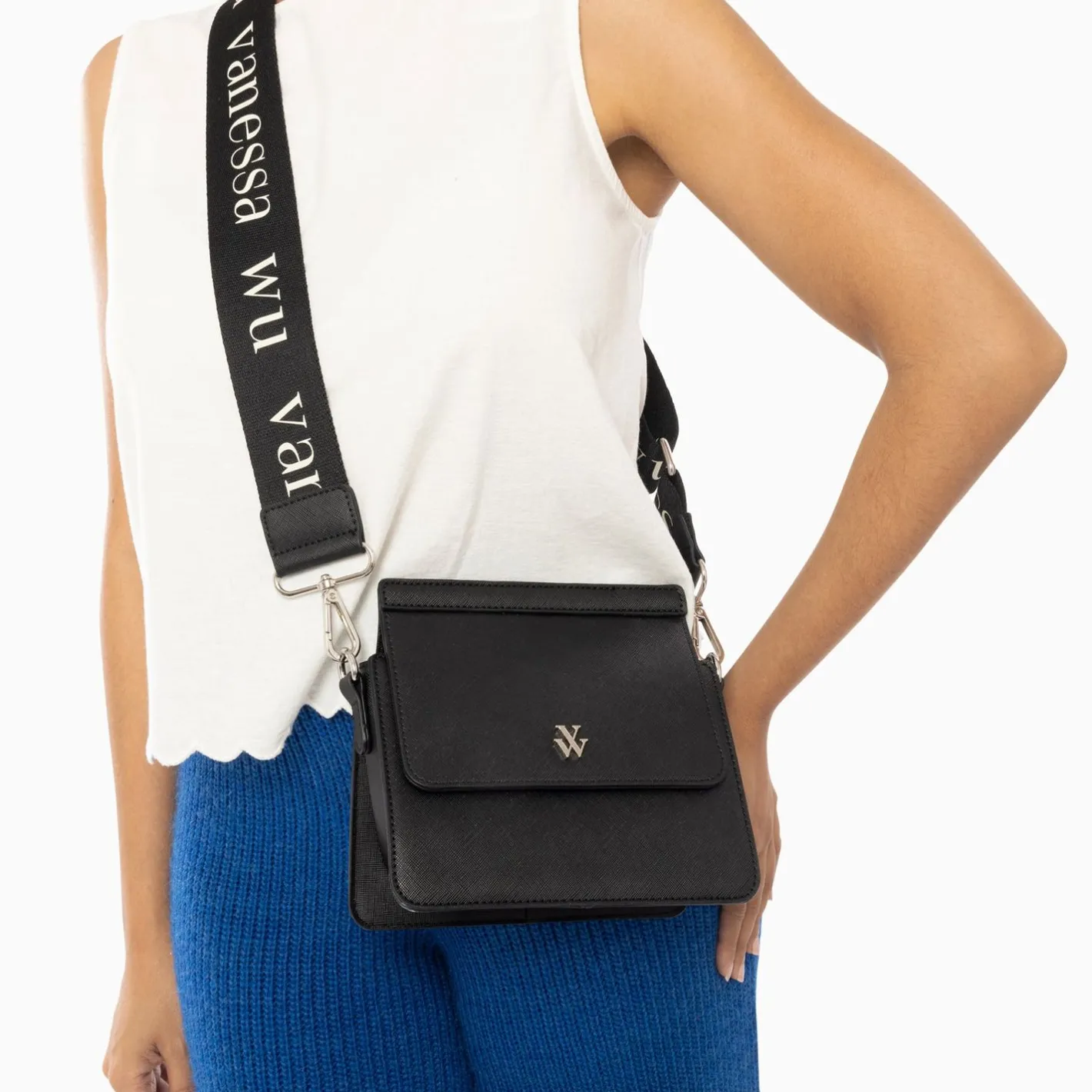 Vanessa Wu Mini Sac Trapeze Aurelie Noir A Bandouliere
