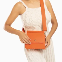 Vanessa Wu Mini Sac Trapeze Aurelie Orange A Bandouliere Best