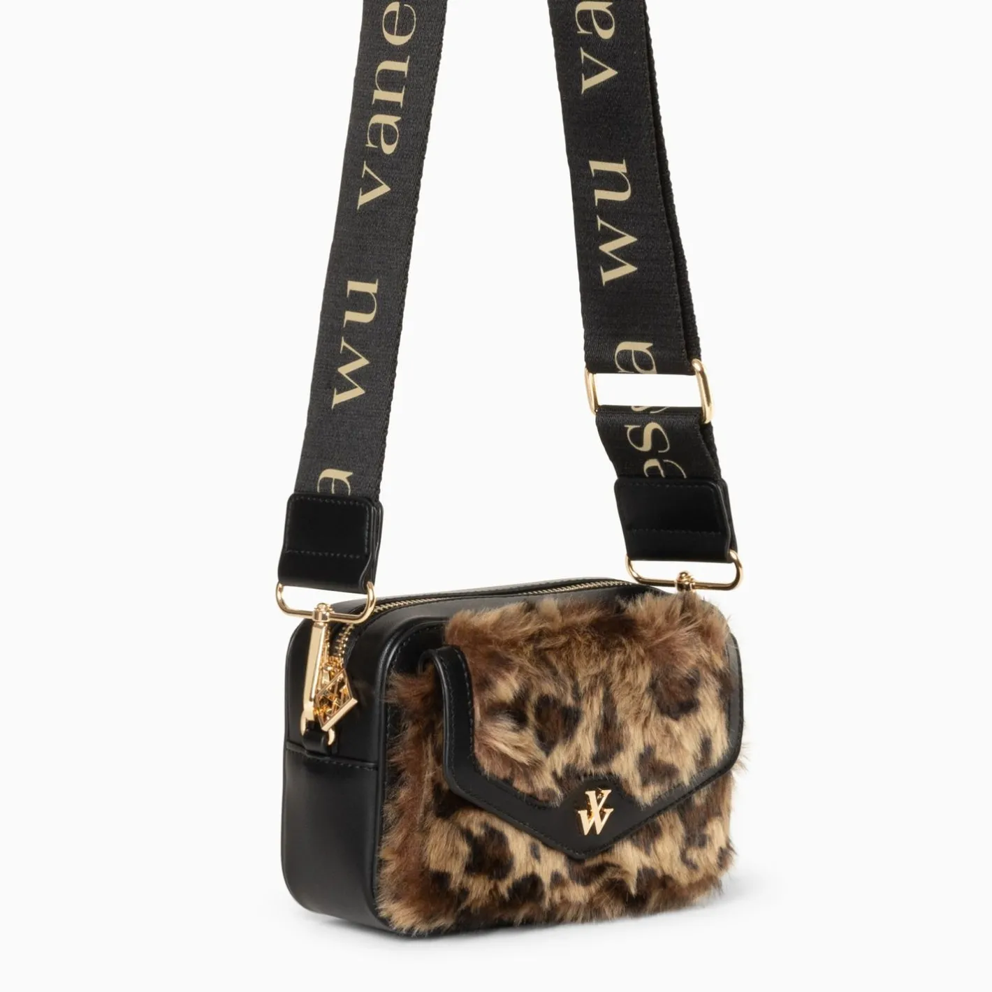 Vanessa Wu Mini Sacoche Daniela Leopard En Fausse Fourrure Clearance