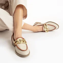 Vanessa Wu Mocassins Barbara Beiges A Chaine Or Discount
