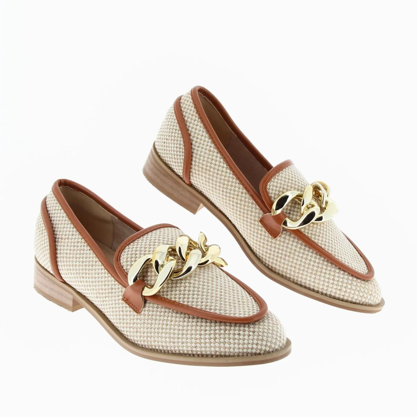 Vanessa Wu Mocassins Barbara Beiges A Chaine Or Discount