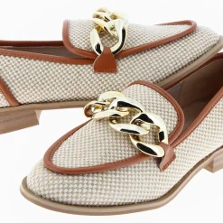 Vanessa Wu Mocassins Barbara Beiges A Chaine Or Discount
