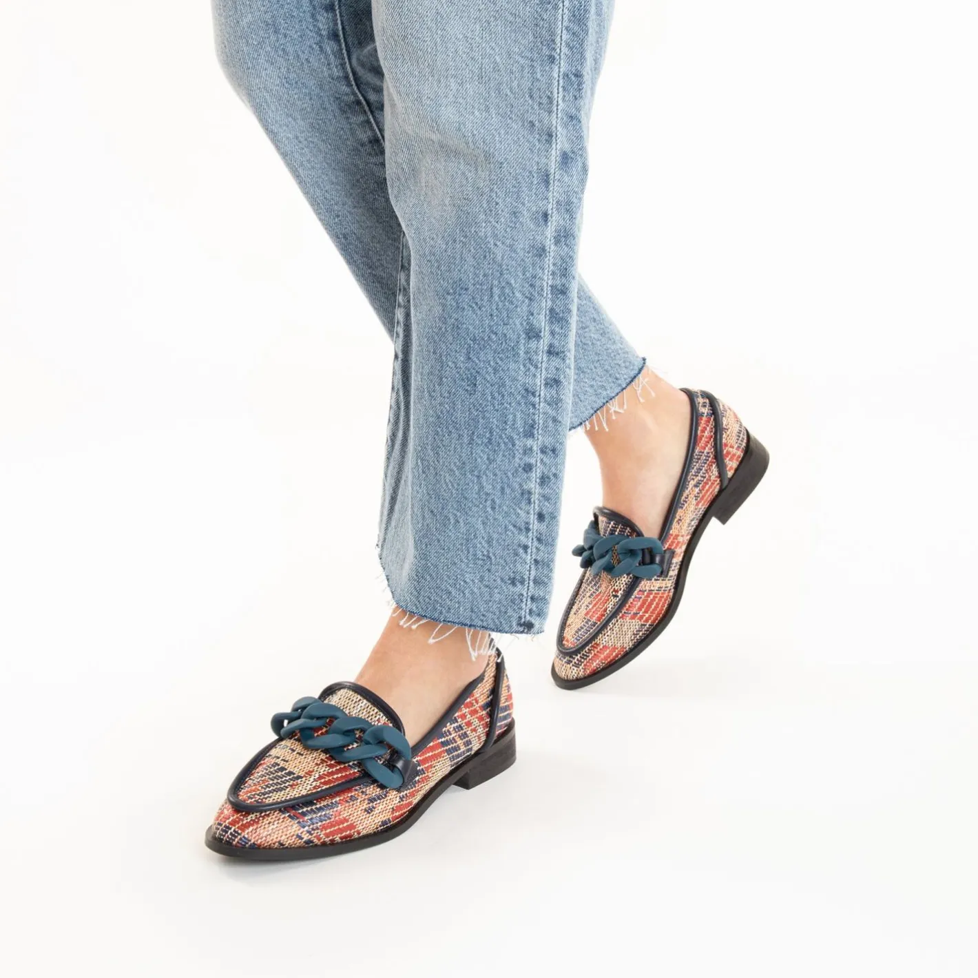 Vanessa Wu Mocassins Barbara Marine A Chaine Mate
