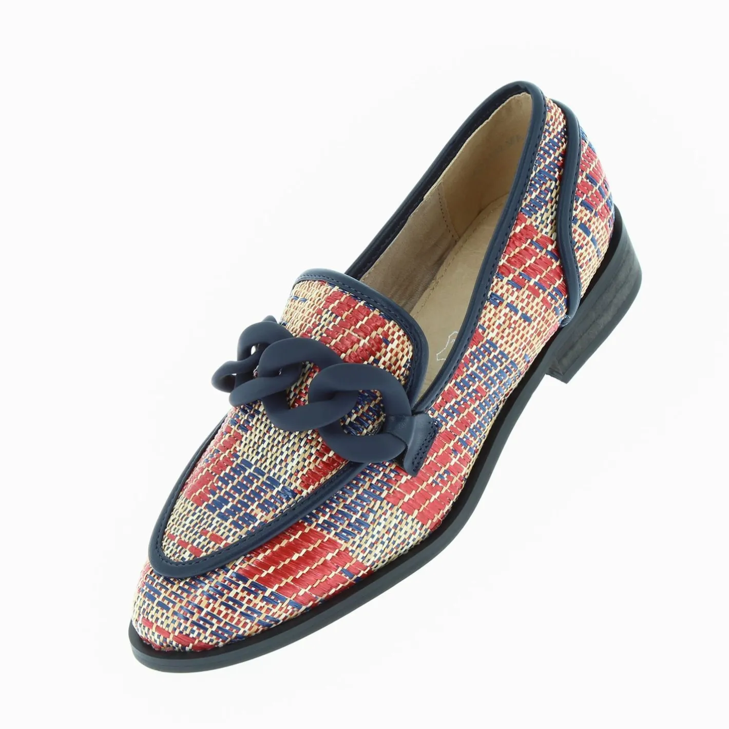 Vanessa Wu Mocassins Barbara Marine A Chaine Mate