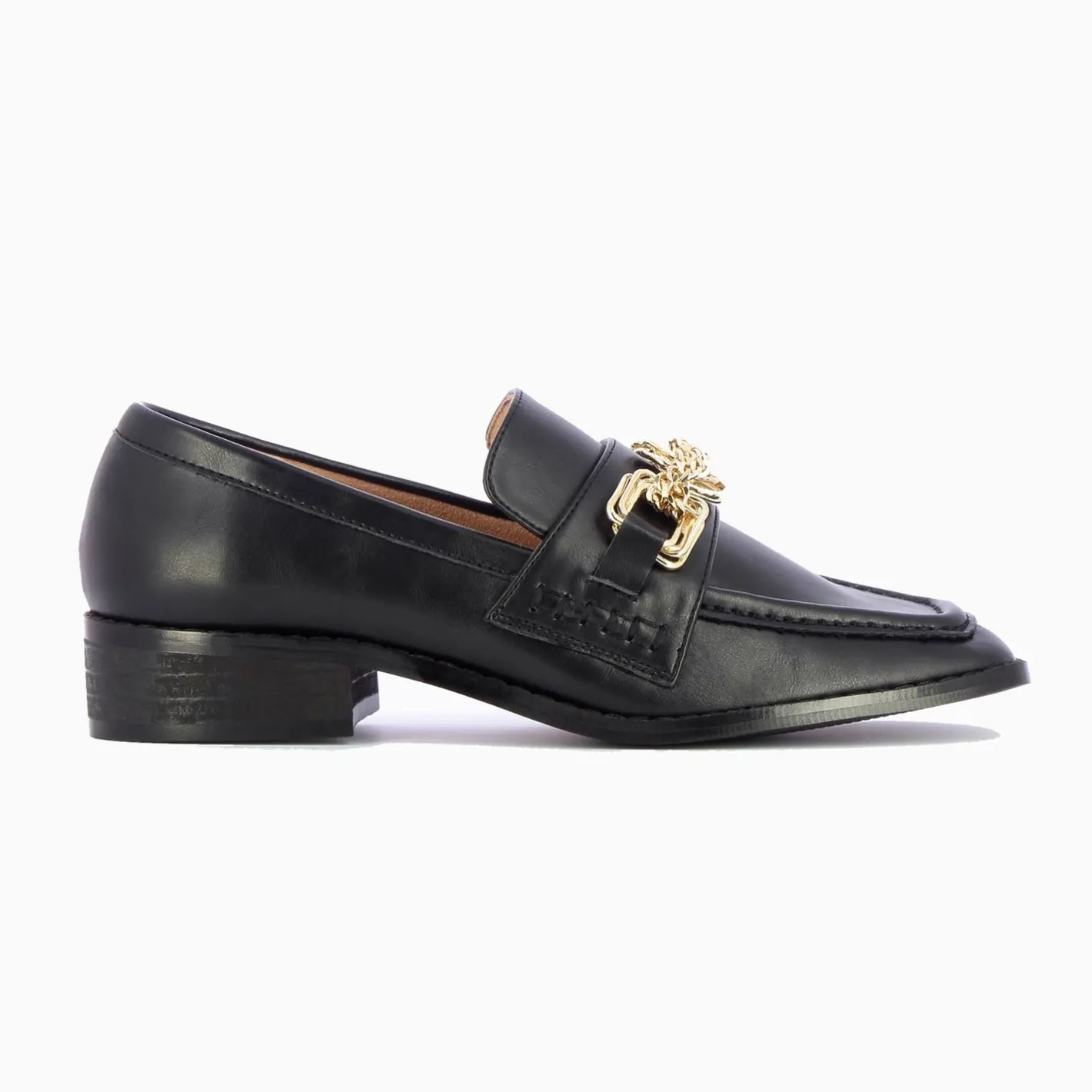 Vanessa Wu Mocassins Denise Noirs A Chaine Or Multi-Maillons Clearance