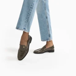 Vanessa Wu Mocassins Marianne Kaki Croco Discount