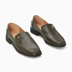 Vanessa Wu Mocassins Marianne Kaki Croco Discount