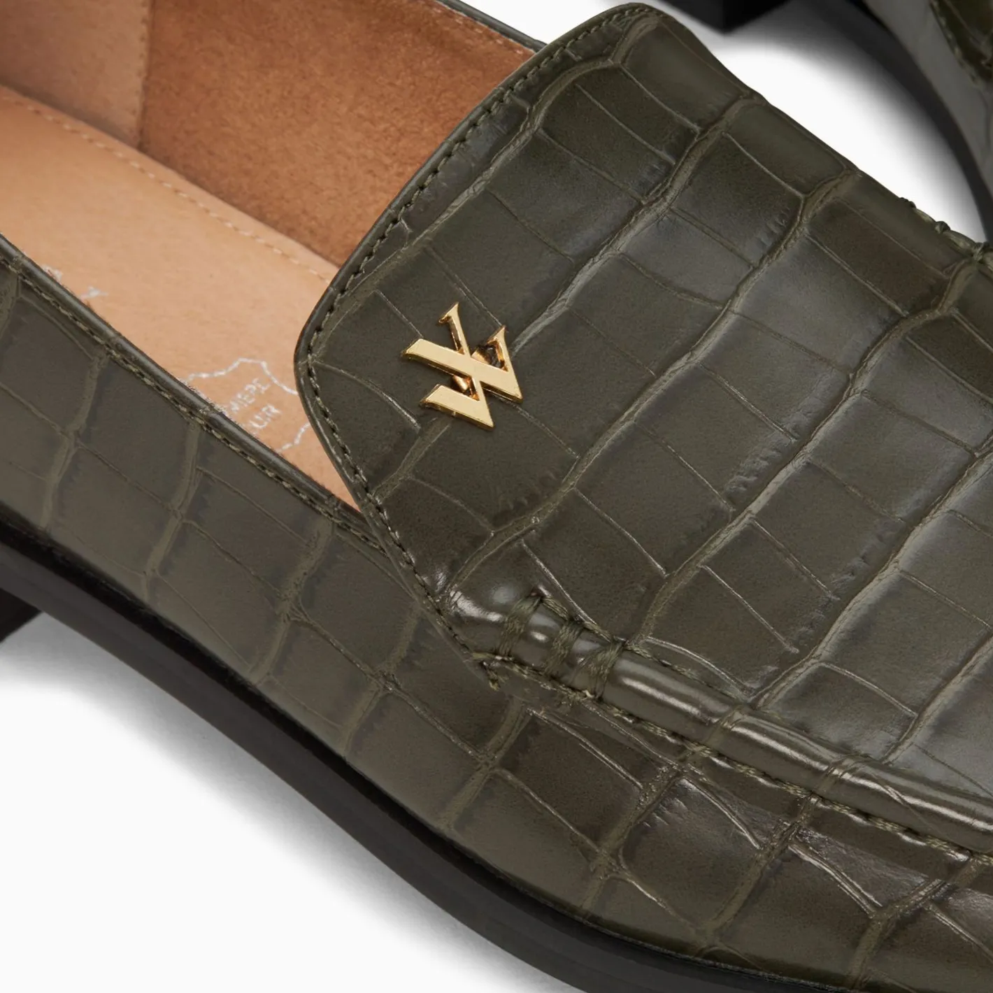 Vanessa Wu Mocassins Marianne Kaki Croco Discount