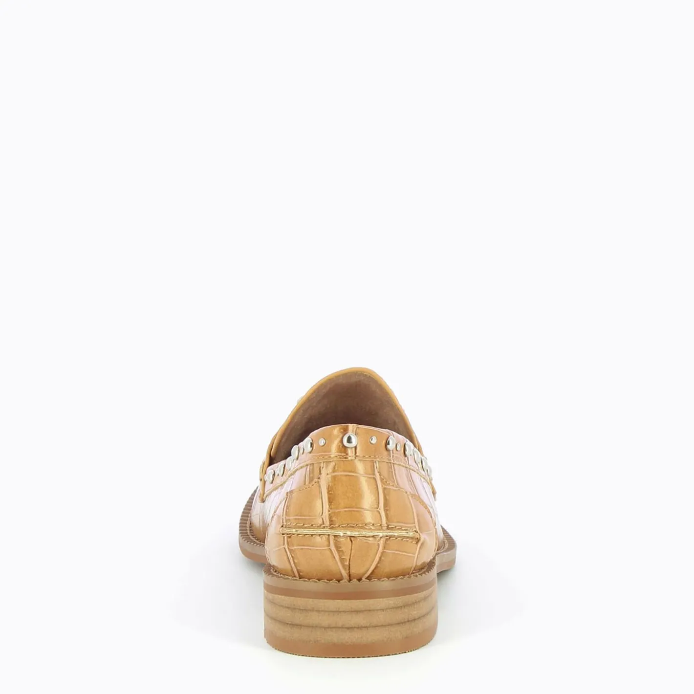 Vanessa Wu Mocassins Nadege Camel Effet Croco A Clous Clearance