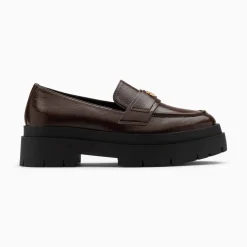 Vanessa Wu Mocassins Rosalie Marron A Plateforme Crantee Clearance