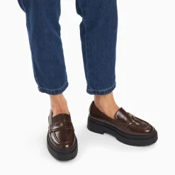 Vanessa Wu Mocassins Rosalie Marron A Plateforme Crantee Clearance