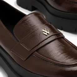 Vanessa Wu Mocassins Rosalie Marron A Plateforme Crantee Clearance