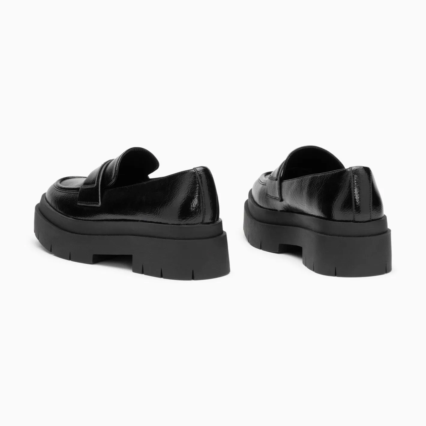 Vanessa Wu Mocassins Rosalie Noirs A Plateforme Crantee New