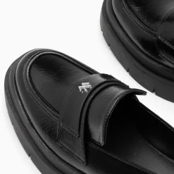 Vanessa Wu Mocassins Rosalie Noirs A Plateforme Crantee New