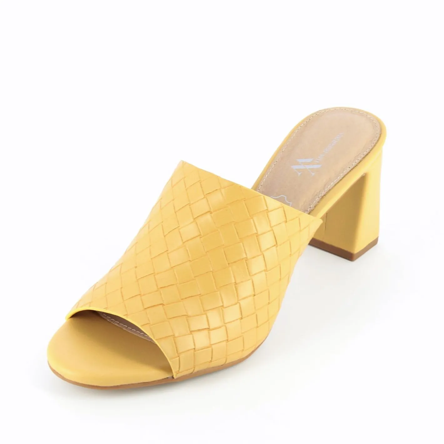 Vanessa Wu Mules A Talon Melaurie Jaunes Effet Tresse
