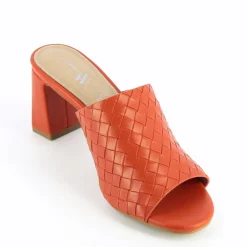 Vanessa Wu Mules A Talon Melaurie Rouge Effet Tresse Online