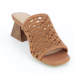Vanessa Wu Mules A Talon Sandrine Camel Tressees Facon Cannage Outlet