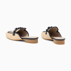 Vanessa Wu Mules Emna Beige Et Bleu Marine A Chaine Mate Sale