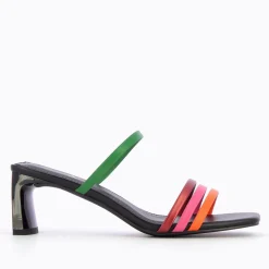 Vanessa Wu Mules Gaetane Noires A Brides Multicolores Sale