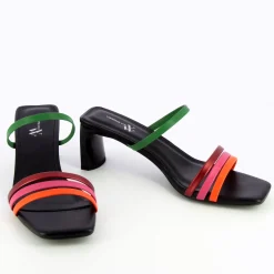 Vanessa Wu Mules Gaetane Noires A Brides Multicolores Sale
