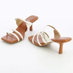 Vanessa Wu Mules Kitten Heel Axelle Blanches Online