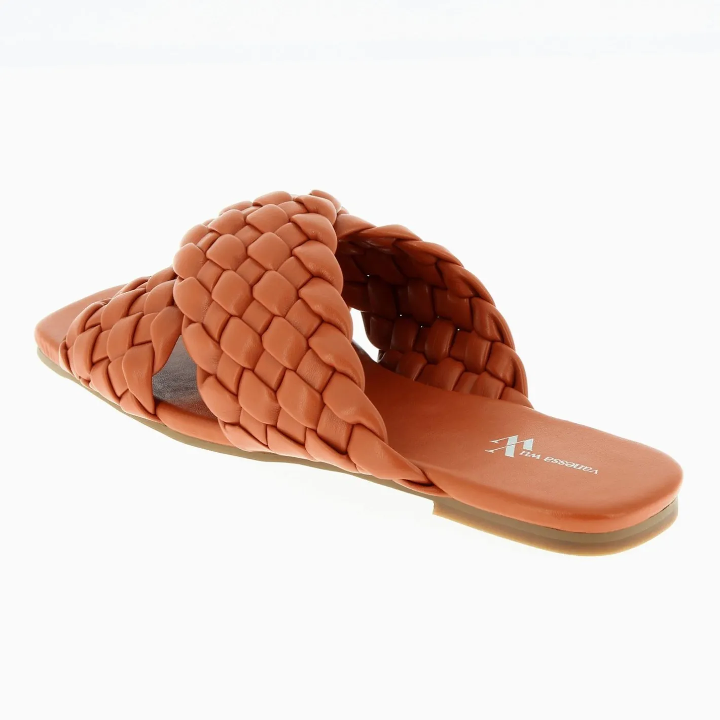 Vanessa Wu Mules Lillianna Brique A Larges Brides Tressees Croisees Sale