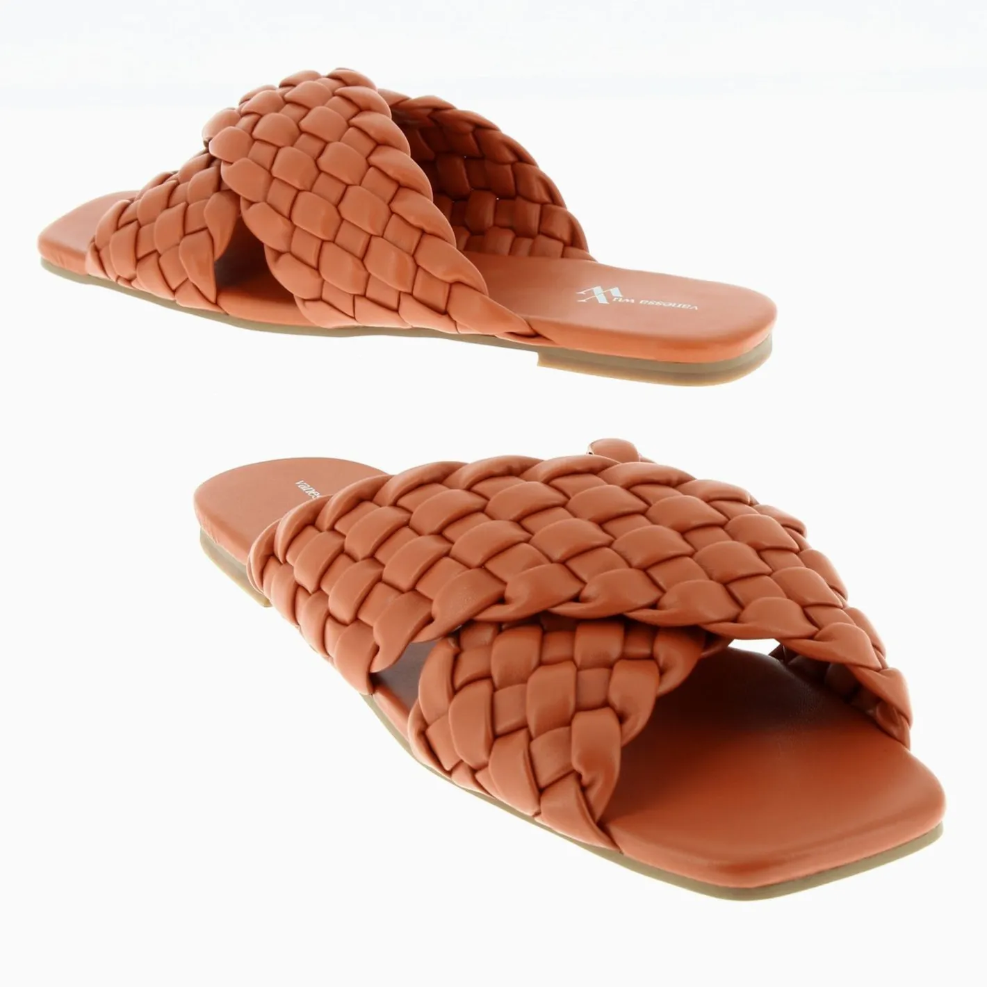 Vanessa Wu Mules Lillianna Brique A Larges Brides Tressees Croisees Sale