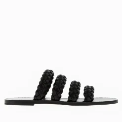 Vanessa Wu Mules Mila A Brides Tressees Noires Outlet