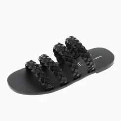 Vanessa Wu Mules Mila A Brides Tressees Noires Outlet