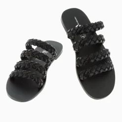 Vanessa Wu Mules Mila A Brides Tressees Noires Outlet
