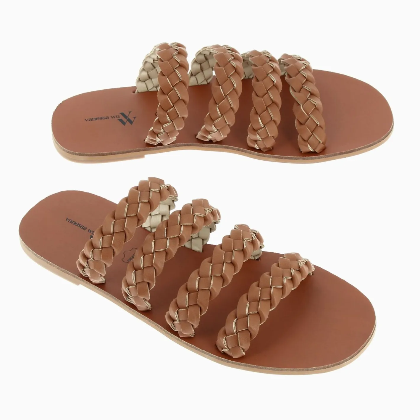 Vanessa Wu Mules Mila A Brides Tressees Camel Hot