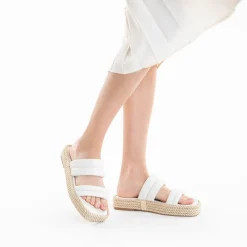 Vanessa Wu Mules Nala Beige Clair A Plateforme Cordes