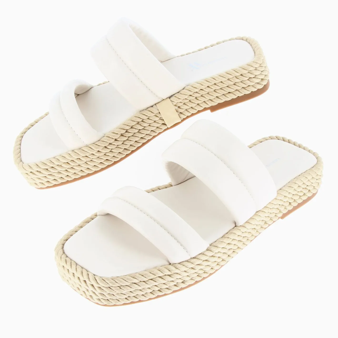 Vanessa Wu Mules Nala Beige Clair A Plateforme Cordes