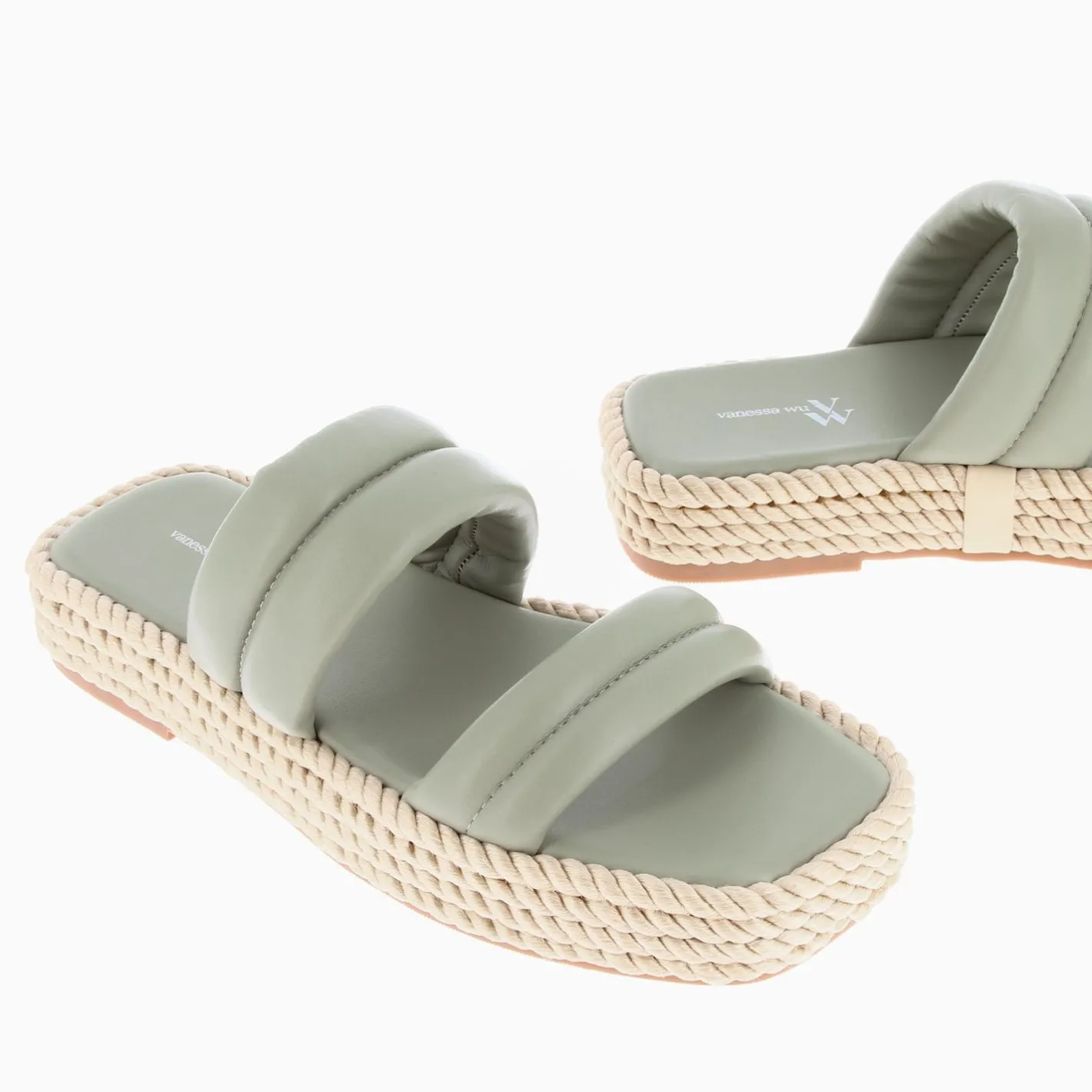 Vanessa Wu Mules Nala Vert Pastel A Plateforme Cordes Best