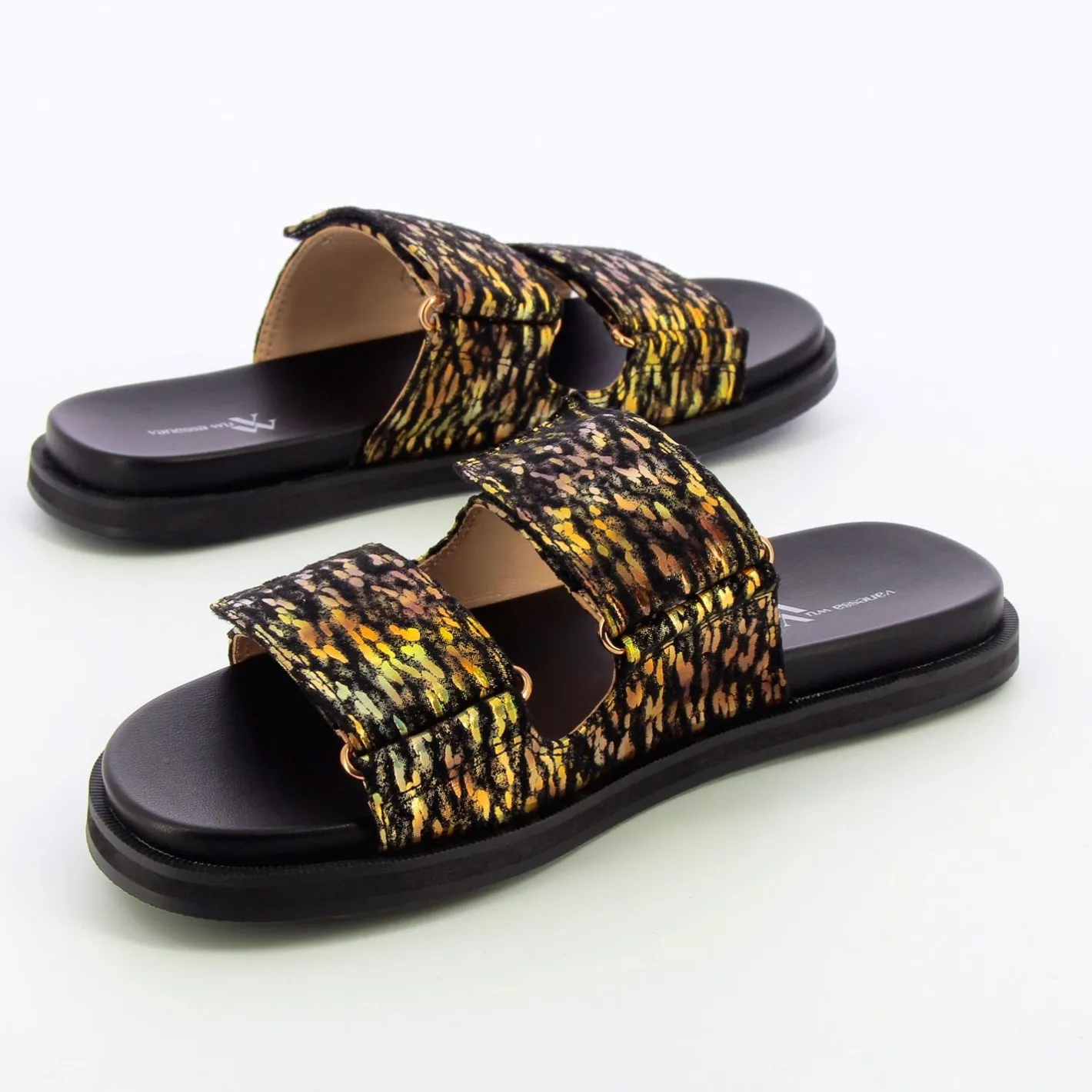 Vanessa Wu Mules Philippine Noir Et Or A Scratchs Online