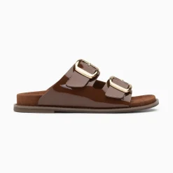 Vanessa Wu Mules Plates Celia Marron Verni A Boucles Oversize Online
