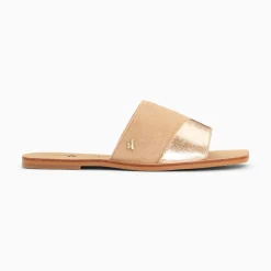 Vanessa Wu Mules Plates Soeacik Bi-Matiere Beige Et Rose Gold Best