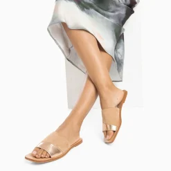 Vanessa Wu Mules Plates Soeacik Bi-Matiere Beige Et Rose Gold Best