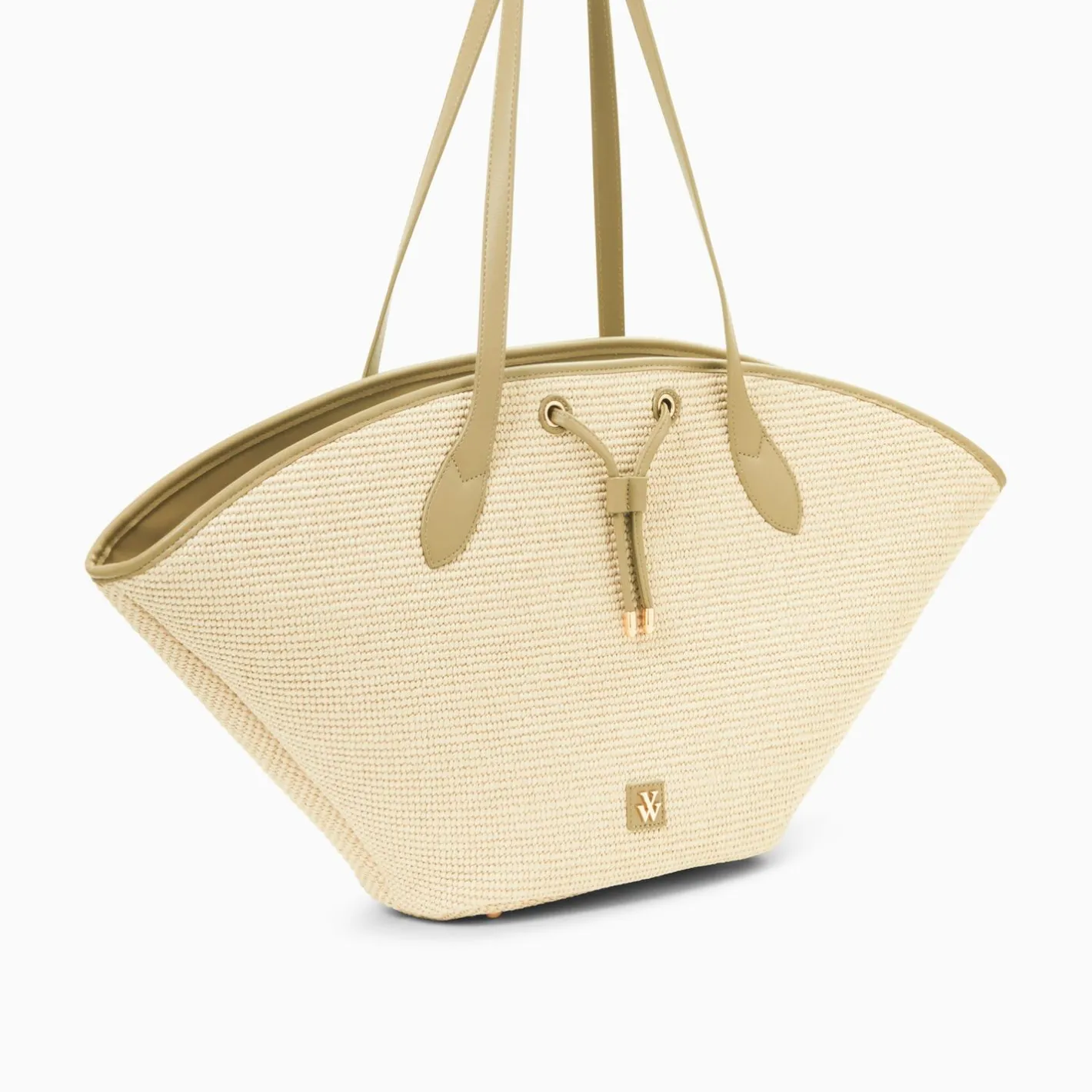 Vanessa Wu Panier Oversize Vivienne En Raphia Beige A Details Kaki Hot