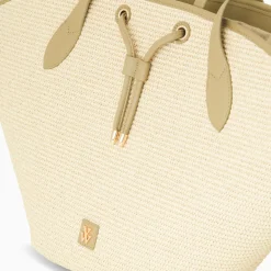 Vanessa Wu Panier Oversize Vivienne En Raphia Beige A Details Kaki Hot