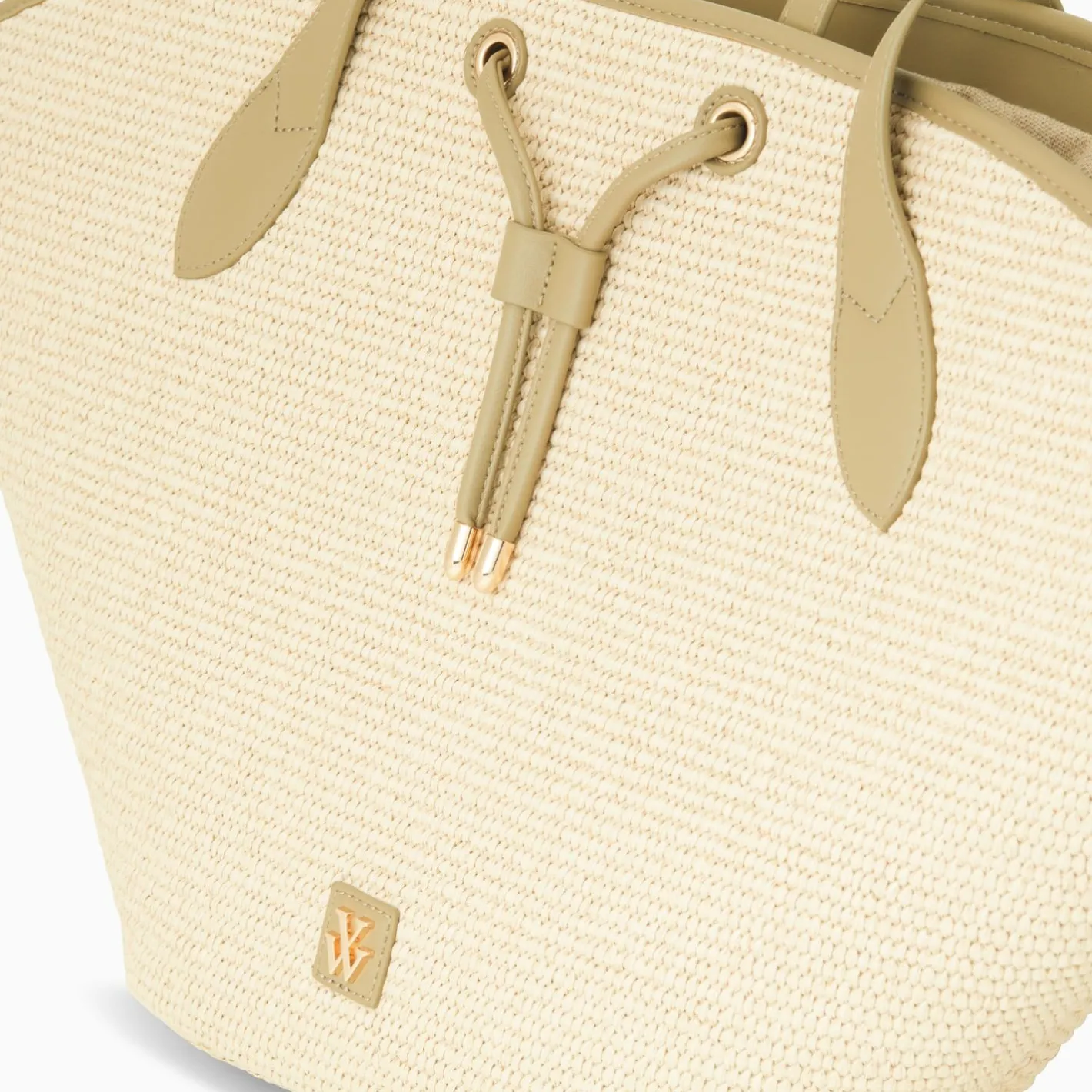 Vanessa Wu Panier Oversize Vivienne En Raphia Beige A Details Kaki Hot