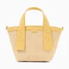 Vanessa Wu Petit Panier Juliana En Raphia Beige A Details Jaunes Outlet