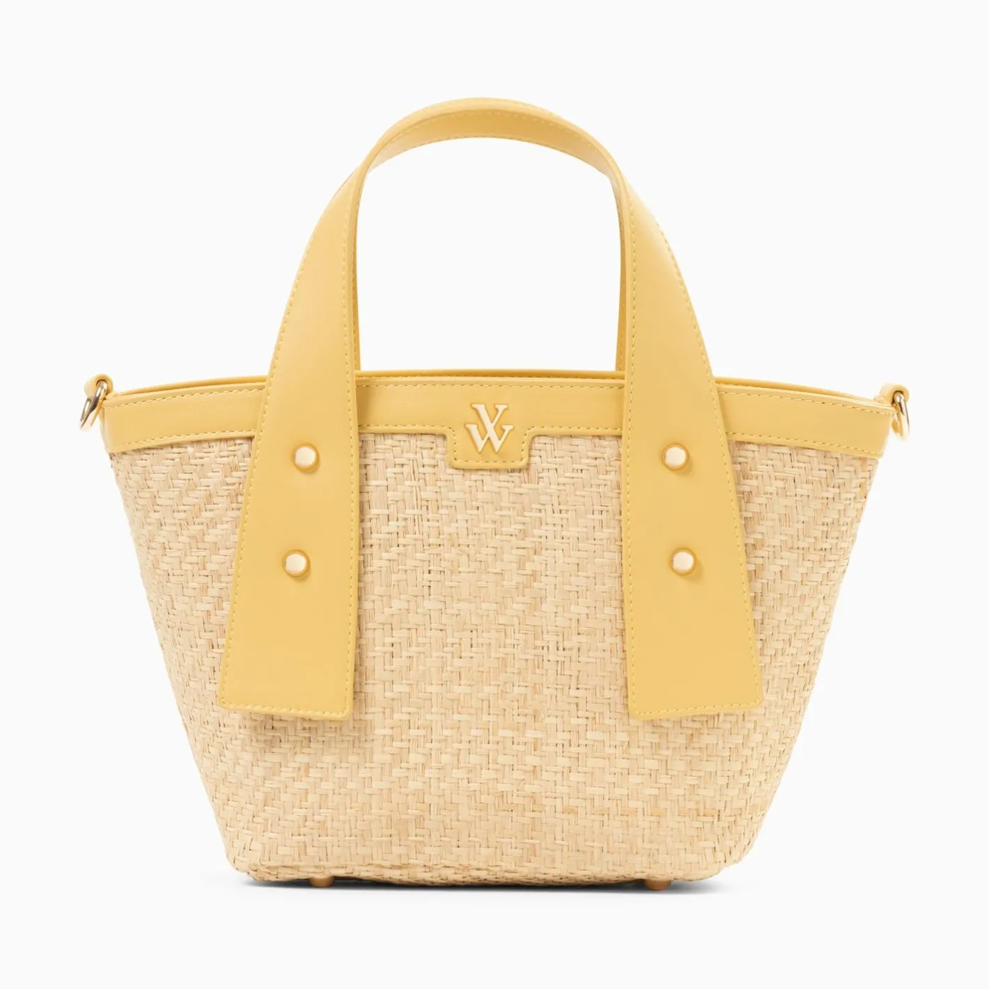 Vanessa Wu Petit Panier Juliana En Raphia Beige A Details Jaunes Outlet